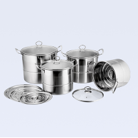 Steamer set with stainless steel lid