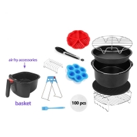 Air Fryer Accessories Sets Cake Barrel Pizza Pan Silicone Mat Steel Stewer Rack Steel metal Holder