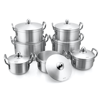 7Pcs wholesale kitchenware aluminium cooking pot sets kitchen cookware set with special knob