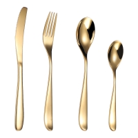 Stainless Steel Cutlery Bright Gold French Crescent Cutlery Sets