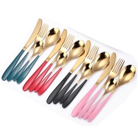 Creative Western Steak Cutlery Set Gold-plated Paint 304 Stainless Steel Tableware