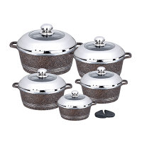 10 piece die-cast aluminum stone granite cooking soup pot cookware sets