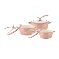 6 pcs die-cast aluminum ceramic marble non-stick coating soup pot cookware set