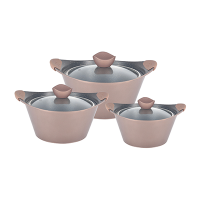 Wholesale 6 piece cast aluminum marble non-stick coating with induction bottom spanish copper cookwar