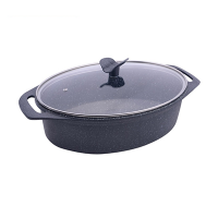 Wholesale die casting aluminum non-stick marble coating roaster pan