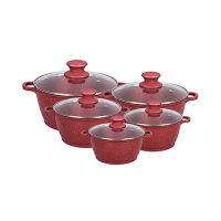 Aluminium non-stick 10pcs die casting marble coating cookware sets