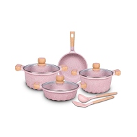 9pcs die-cast aluminium marble coating induction bottom cookware sets