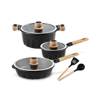 8pcs die cast aluminium marble coating induction bottom cookware sets