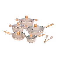 12pcs die-cast aluminium marble coating induction bottom cookware sets