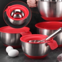Stainless Steel Mixing Bowl Set - Easy To Clean Nesting Bowls for Space Saving Storage Great for Cook