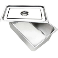 Stainless Steel Ice Cream Pan Basin Thicken Basin with Cover Canteen Commercial Buffet Rectangular St