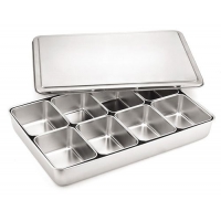 Japanese Style Eight Compartment Box Stainless Steel condiment spice box