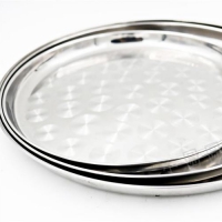  Stainless Steel Round Tray Breakfast Fruit Metal L