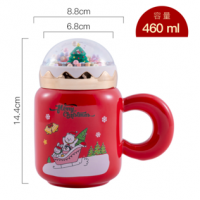 Christmas ceramic cup with crystal ball lid