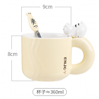 Cute cat ceramic cup with spoon