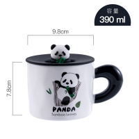 Ceramic coffee cup with a panda lid