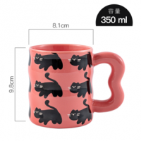 Black cat ceramic mug